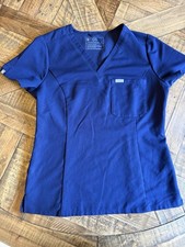 FIGS Technical Collection Women's Navy Blue V-Neck Scrub Top Solid Medium 172