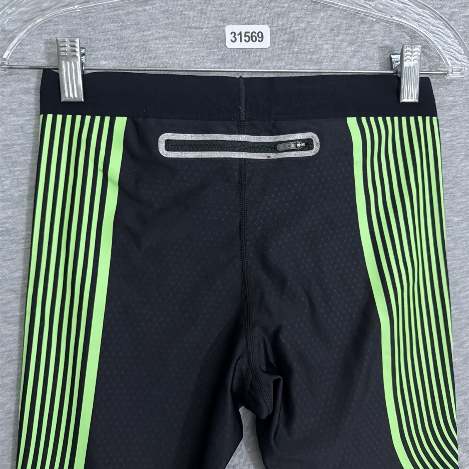 Nike Mens Size Medium Dri-Fit Power Speed Running Tights Black Volt Green Capri image 4