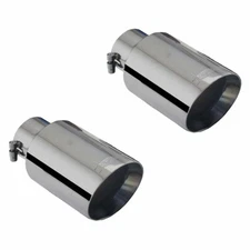 XFORCE ES-FST16-BLACKTIP - SS Round Angle Cut Clamp-On Dual Black Exhaust Tips