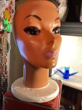 Rare Vintage 1960s Female Mannequin Head Wig Stand Styrofoam Display Bust
