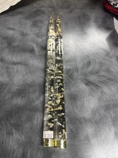 Vintage DH Lindberg Acrylic Lucite Pillar Candle TWO Clear Gold Flakes