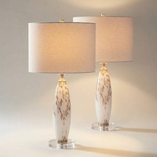 Melina 27 1/2" High White and Beige Glass Table Lamp Set of 2