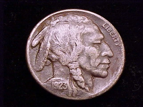 1923-S Buffalo Nickel, Fine grade detail, but dark and rough surfaces.