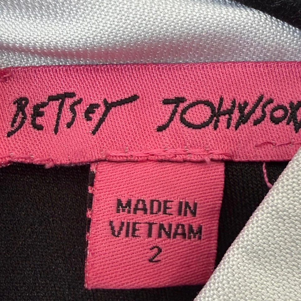 Vestido De Colección Betsy Johnson Negro Blanco Cuello Leopardo Escuela Católica Para Mujer Talla 2 Foto 4 de 4