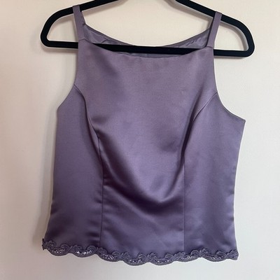 Betsy & Adam Lilac Satin Cami Top Size 10 Beaded Y2K Formal Prom Fairy Romantic