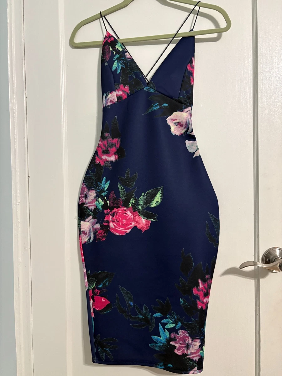 ax paris floral bodycon dress Black AX Paris And Orange Floral Print Cowl Neck Mesh Mini Dress