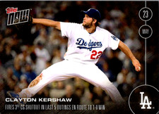 Los Angeles Dodgers Clayton Kershaw 3rd Shutout vs Reds 2016 TOPPS NOW #92