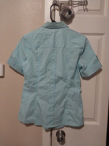 New York & Company Women'S Size S LIGHT GREEN Striped Button Up Shirt/Top NWT - Picture 3 of 4