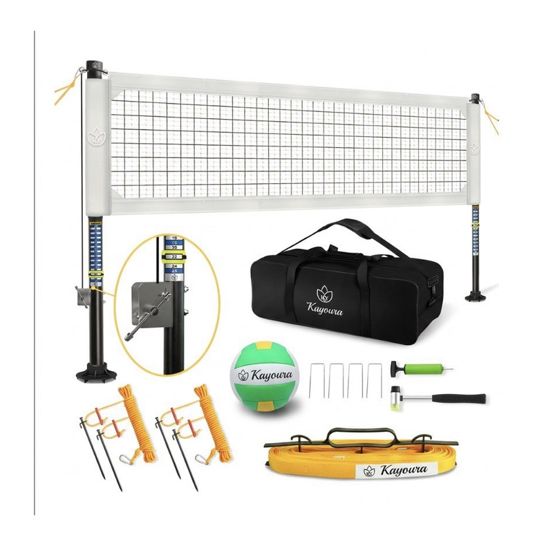 Kayoura Pro Portable Height-Adjustable 32ft Volleyball Net System Aluminum Poles