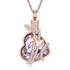 shajwo Butterfly Heart Urn Necklaces Cremation Jewelry for Ashes for Women Me...