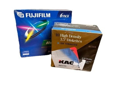 Vintage Blank Media Lot Fujifilm CD-R 80 Min 6 Pack + 3.5 Floppy Disks Sealed