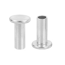 100Pcs 6mm x 16mm Aluminum Flat Head Semi Tubular Rivets Silver Tone