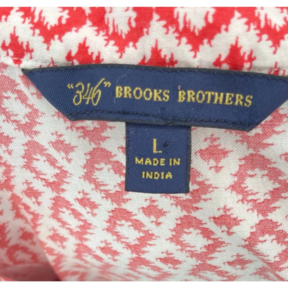 Brooks Brothers 346 Red Ikat Cotton Tunic Blouse L Lounge Resort Coastal Top - Image 2 of 4