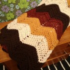 Vintage Retro Brown Zig Zag Stripy Large Blanket Bedspread Sofa Throw