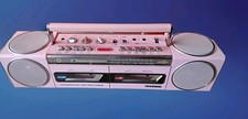 Vintage PINK SANYO M-W800 AM/FM Dual Cassette Recorder Mini Boombox With Box ,