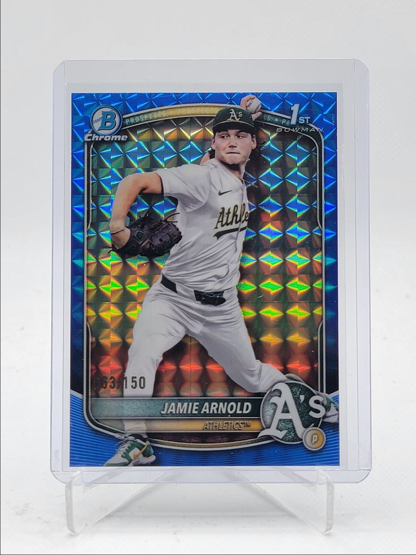 JAMIE ARNOLD 2025 BOWMAN CHROME DRAFT 1ST BLUE GEOMETRIC /150 Q4354