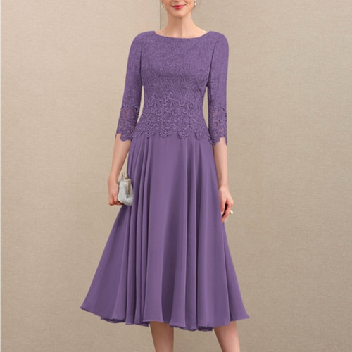 NWT JJs House A-line Scoop Tea-Length Lace Chiffon Mother of the Bride Dress