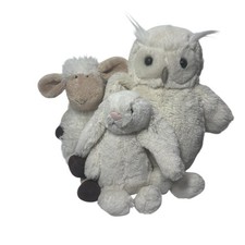 Jellycat Lot Of 3 A Snow Owl 11  A Sheep 10   Bunny 8   Pre Owned Clean