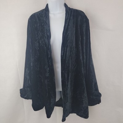 ANOTHER THYME Womens Jacket Sz 3X? 55'' Bust BLACK Crushed Velvet Whimsigoth