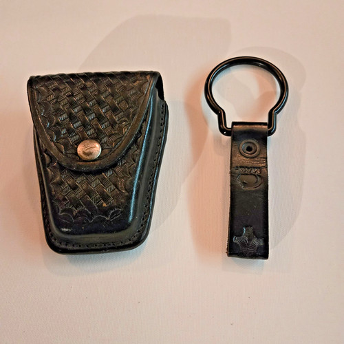 Dutyman - 8421U Black Leather Double Handcuff Case + Mag flashlight belt holder