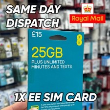 1x EE SIM Card – Pay As You Go – £15 Pack – Total Roll Over