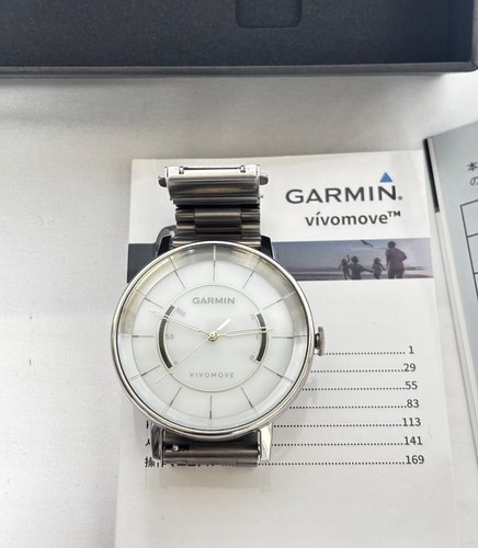 Montre classique Garmin Vivomove bracelet grec en acier inoxydable longue durée de vie de la batterie d'occasion