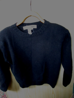 CHAUS Petites Pullover Sweater Lambswool Angora Rabbit Blend Black Size S