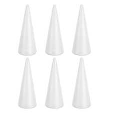 6Pcs Reusable White Foam Cones for Crafts Floral Arrangements and Decorations