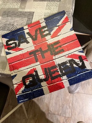 Deko Bild  Save the Queen  · Wandbild 30x30 cm · Vintage Style Deko