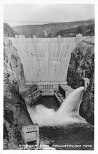 RPPC BOULDER DAM, NV Downstream Face Power House Hoover 1930s Vintage Postcard