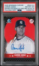 Aaron Judge Auto /5 - 2025 Bowman Ascensions Red Mars - POP 1 PSA 10 Auto grade