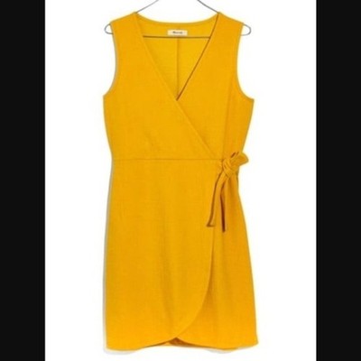 Madewell Crosshatch Side-Tie Dress Texture & Thread Celestial Gold