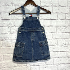 Vintage TOMMY HILFIGER Girl's Sz 5 Y2K Denim Jumper Overall Dress