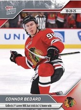 2025-26 TOPPS NOW HOCKEY STICKER #23 CONNOR BEDARD  BLACKHAWKS 1st HAT TRICK