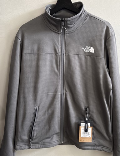 The North Face Cedar Trail Grid Fleece Jacket Full Zip Pearl Gray Men's Med NWT