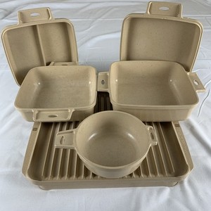 Vtg LittonWare Microwave Cookware Lot~1 Qt, 1.5 Qt W/lids~Bacon Pan~2 Cup No Lid