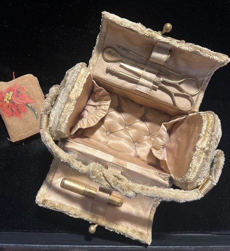 19c Victorian Velvet Sewing Kit