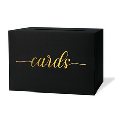 Elegant Black Card Box for Weddings, Parties, Showers, Donations Events