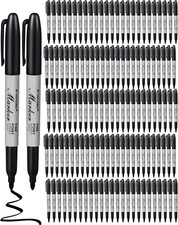 100 Pack Black Permanent Markers Bulk - Fine Point Permanent Marker Quick Drying