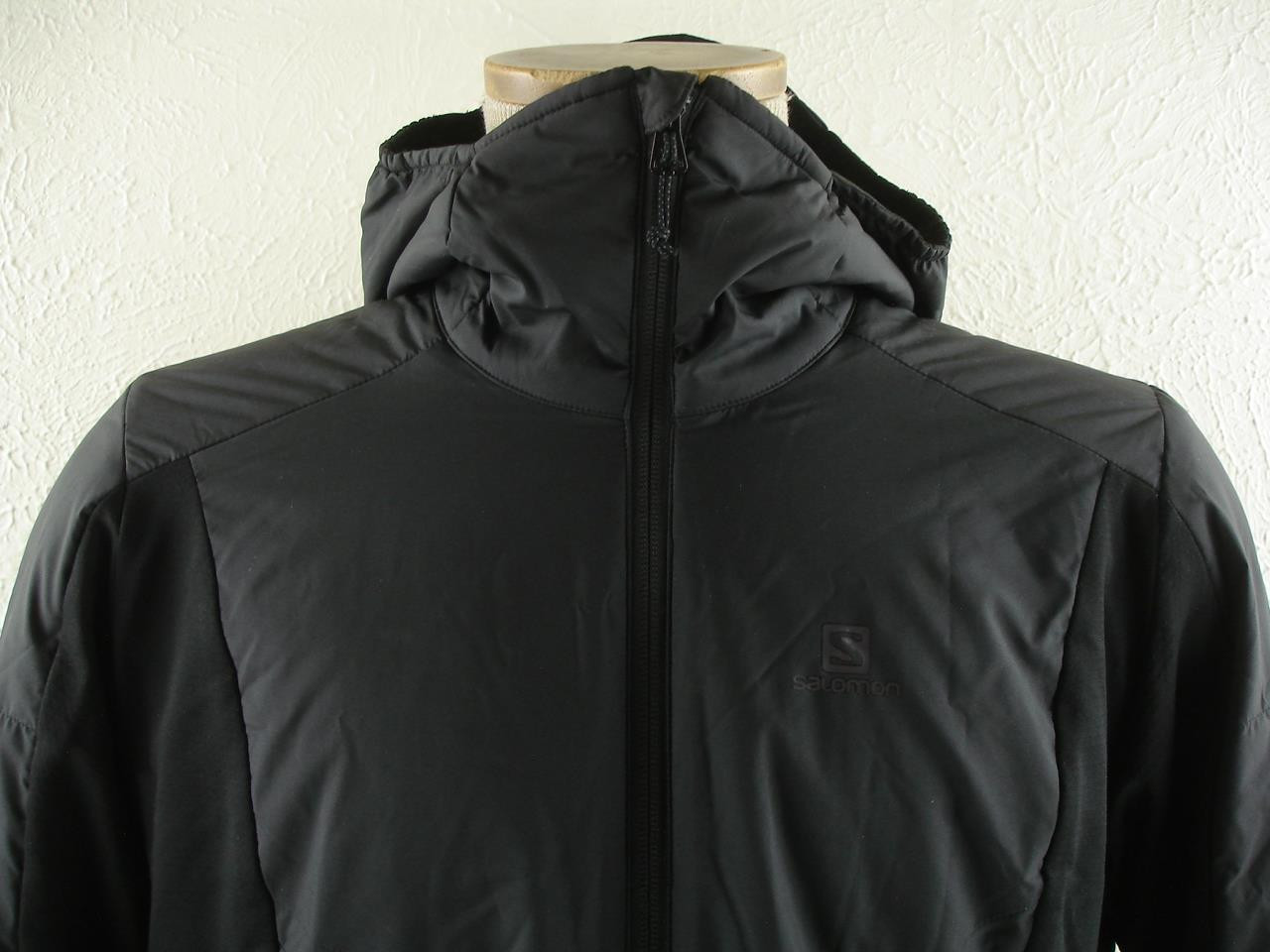 Giacca uomo XL Salomon Drifter Loft reversibile con cappuccio nera isolata Primaloft