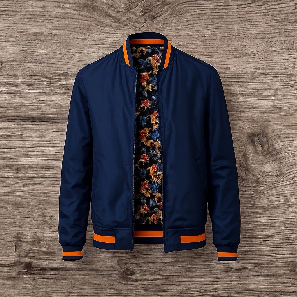 Tallia Sport Reversible Bomber Jacket Men’s S Navy / Koi Fish Print
