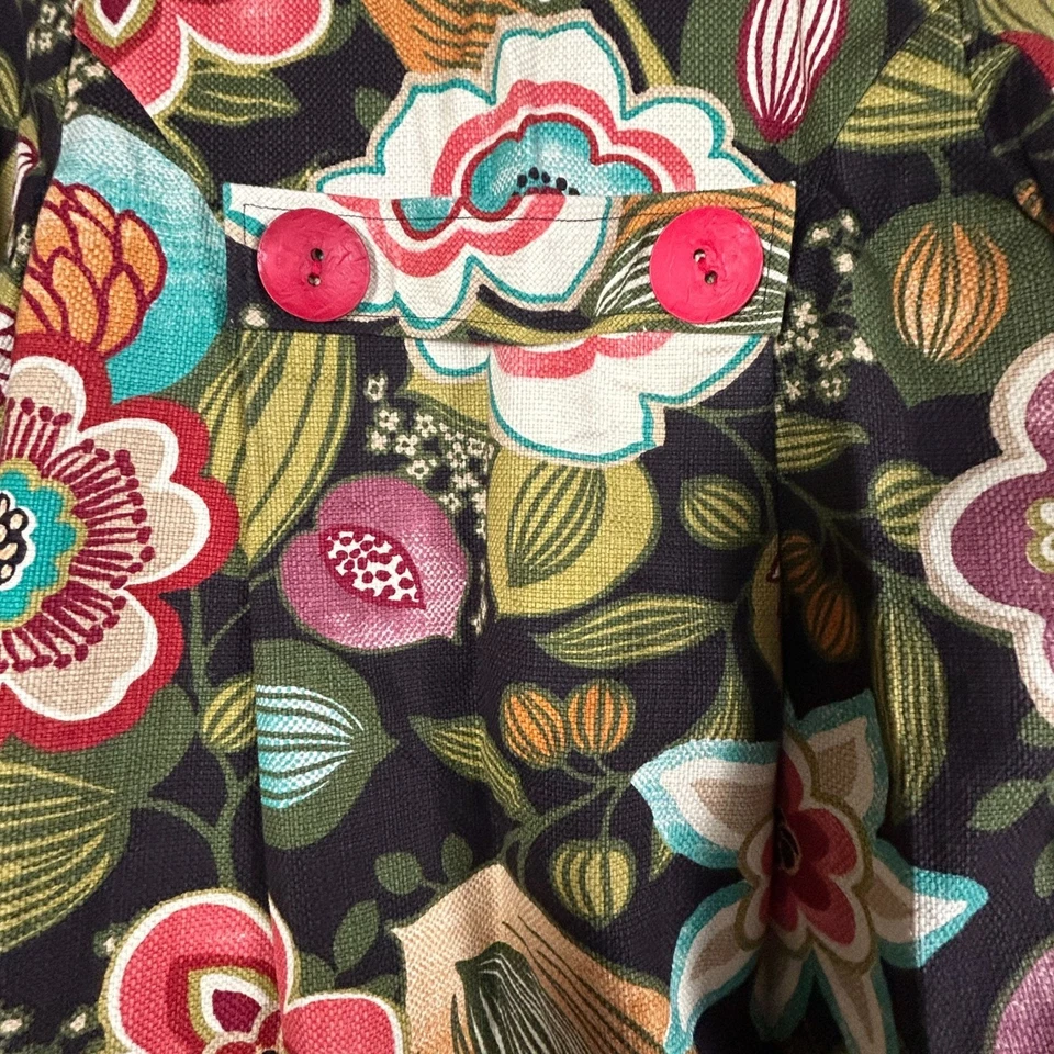 Chaqueta Abrigo 3 Sisters Mujer Estampado Floral Botón Frontal Pequeña Algodón Hecha en EE. UU. Foto 3 de 4