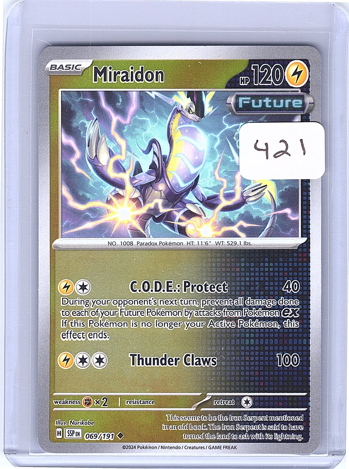 Miraidon Reverse Holo Uncommon SV08: Surging Sparks 069/191 NM