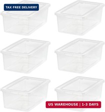 IRIS USA 6-Pack 6 Qt Storage Bins with Lids, Clear, Stackable  Ideal for shoes,