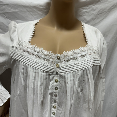 Eileen west nightgown Large Cotton Lawn Ballet Nightgown Long Sleeves - Picture 2 of 8