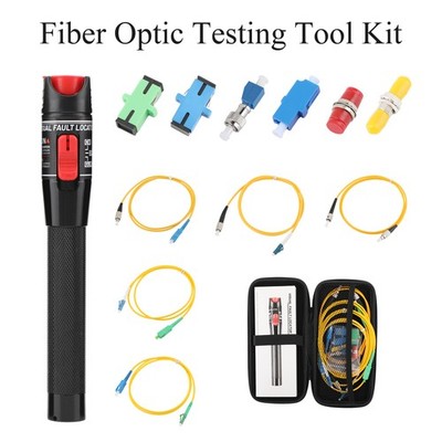 12PCS Fiber Optic Cable Test Kit, Visual Fault Locator Optical +5 Patch Cords
