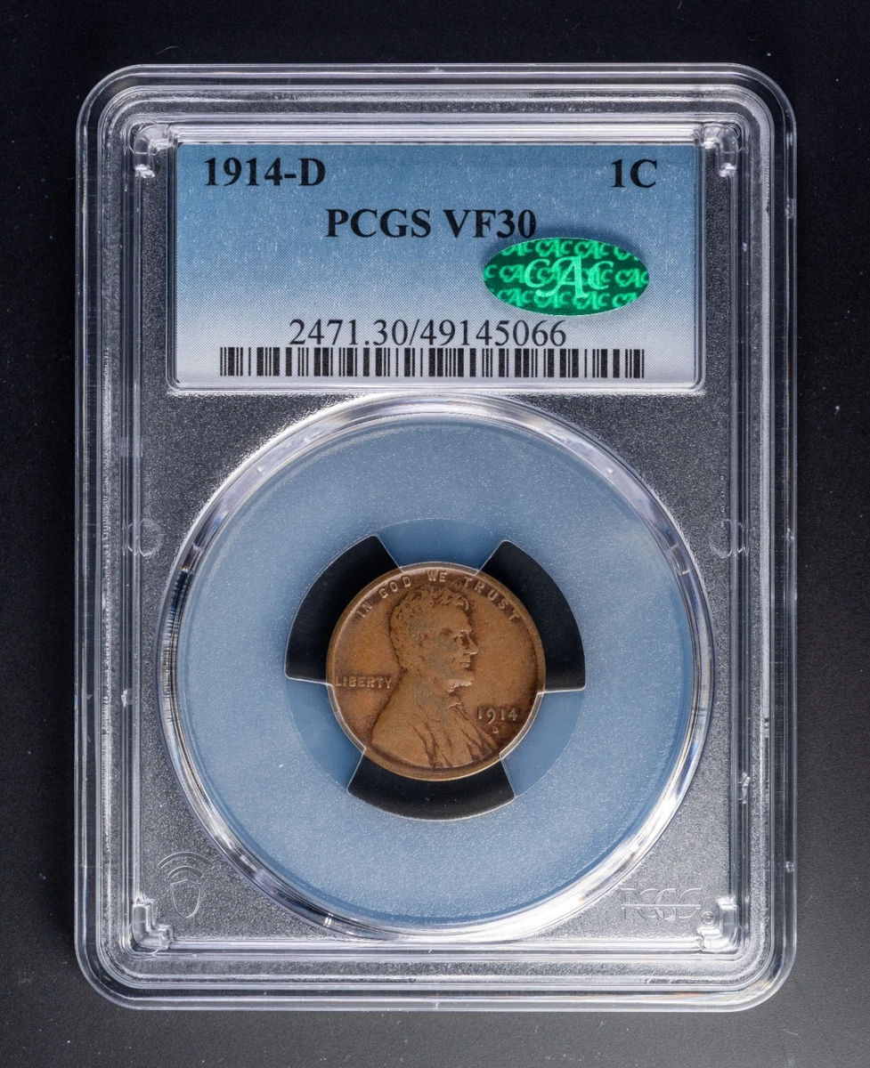 VF 30 Graded 1914 Year Lincoln Wheat US Small Cents (1909-1958