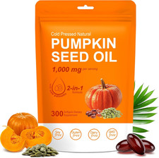 Cold Pressed Pumpkin Seed Oil  Saw Palmetto Softgels 1000Mg - 2-In-1 Formula