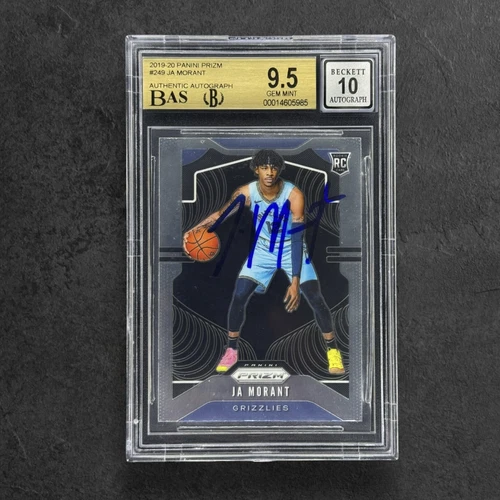 Ja Morant 2019-20 Panini Signed Prizm #249 NBA Rookie Card RC BGS 9.5 Auto 10