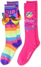 girls 2 Pack Knee High Casual Sock Rainbow Multi Fits Sock Size 6-8.5 Fits Sh...